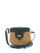 Matchesfashion.com Khokho - Jabu Leather Trimmed Mini Basket Bag - Womens - Dark Green Multi