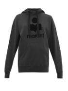 Matchesfashion.com Isabel Marant Toile - Mansel Flocked Logo Cotton Blend Hooded Sweatshirt - Womens - Black