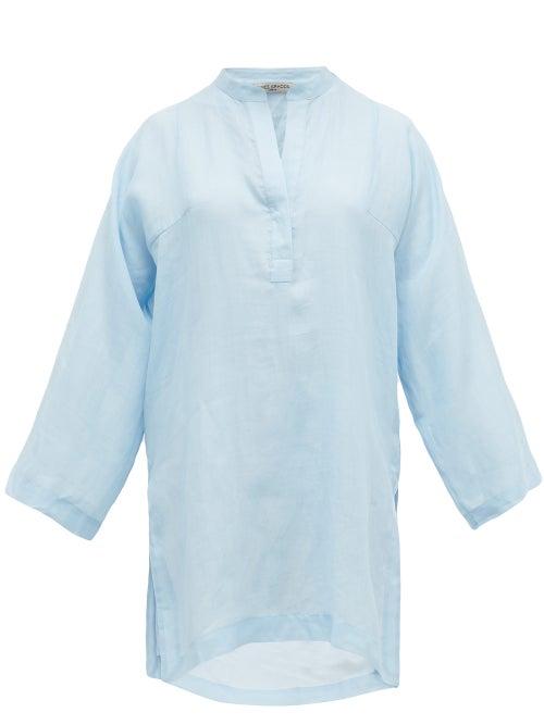Matchesfashion.com Three Graces London - Belinda Crepe Tunic Top - Womens - Light Blue