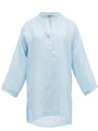Matchesfashion.com Three Graces London - Belinda Crepe Tunic Top - Womens - Light Blue