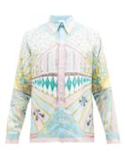 Casablanca - Car-print Silk-twill Shirt - Mens - Blue