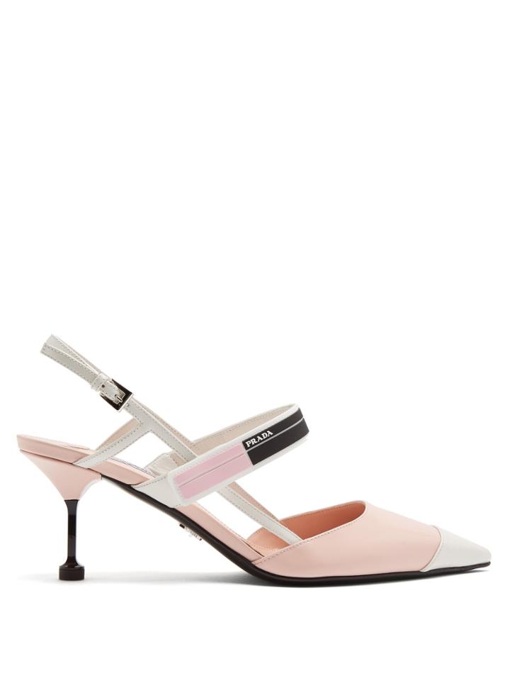 Prada Point-toe Slingback Leather Pumps