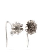 Matchesfashion.com Marques'almeida - Mismatched Floral Silver Plated Earrings - Womens - Silver