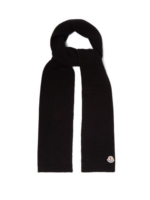 Matchesfashion.com Moncler - Logo Appliqu Wool Scarf - Mens - Black