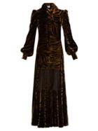 Matchesfashion.com Hillier Bartley - Plimpton Zebra Print Panelled Velvet Dress - Womens - Black Gold