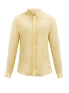 Matchesfashion.com Brunello Cucinelli - Button-down Collar Linen Shirt - Mens - Yellow