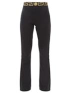 Matchesfashion.com Versace - Logo-intarsia Tech-jersey Flared Leggings - Womens - Black