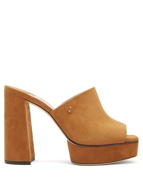 Matchesfashion.com Jimmy Choo - Bethen 115 Suede Platform Mules - Womens - Tan