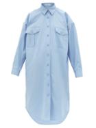Matchesfashion.com Givenchy - Oversized Cotton Poplin Shirtdress - Womens - Light Blue