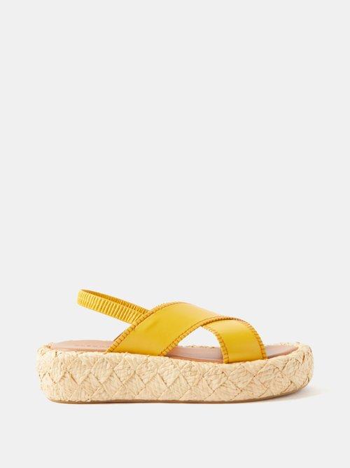 Clergerie - Adom 50 Leather Flatform Sandals - Womens - Yellow Beige