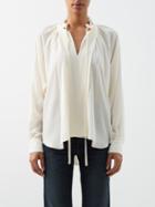 Victoria Beckham - Gathered Silk Crepe De Chine Blouse - Womens - Ivory
