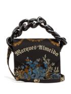 Matchesfashion.com Marques'almeida - Oversized Curb Chain Embroidered Shoulder Bag - Womens - Black Multi