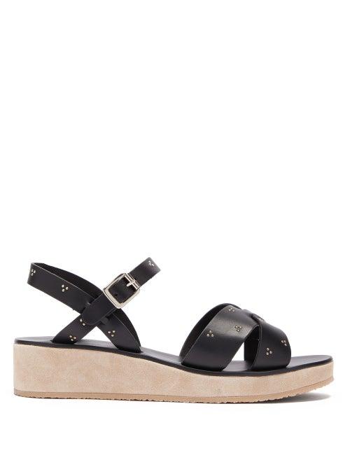 Matchesfashion.com A.p.c. - Studded Cross Strap Leather Sandals - Womens - Black