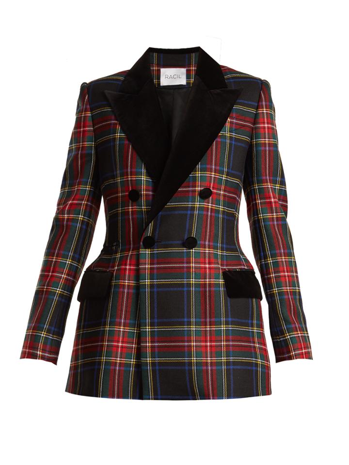 Racil Oxford Tartan-checked Double-breasted Wool Blazer