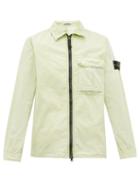 Matchesfashion.com Stone Island - Logo Patch Zip Through Crinkle Cotton Jacket - Mens - Light Green