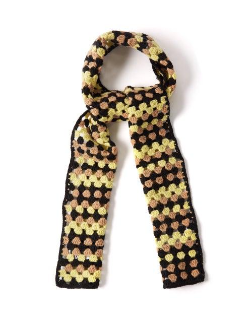 Ganni - Striped Wool-blend Crochet Scarf - Womens - Black Multi