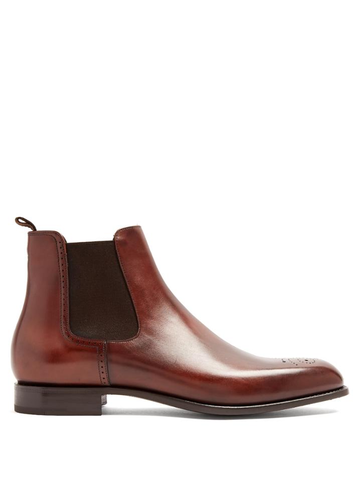 Prada Perforated Leather Chelsea Boots