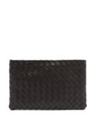 Matchesfashion.com Bottega Veneta - Intrecciato Leather Zip Pouch - Womens - Black