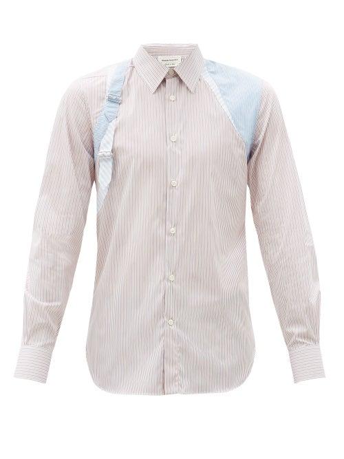 Matchesfashion.com Alexander Mcqueen - Harness Striped Cotton-blend Shirt - Mens - White Multi