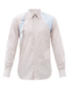 Matchesfashion.com Alexander Mcqueen - Harness Striped Cotton-blend Shirt - Mens - White Multi