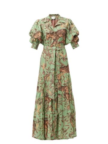 Matchesfashion.com Johanna Ortiz - Majestic Safari Jungle Print Cotton Maxi Dress - Womens - Green Multi