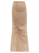 Matchesfashion.com Oseree - Lumire Ruched Metallic Tulle Maxi Skirt - Womens - Nude
