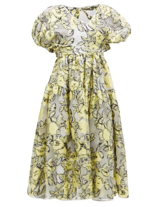 Matchesfashion.com Cecilie Bahnsen - Ammi Wrap-front Floral Fil-coup Dress - Womens - White Multi