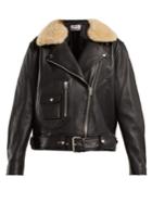 Acne Studios Shearling Collar Leather Biker Jacket