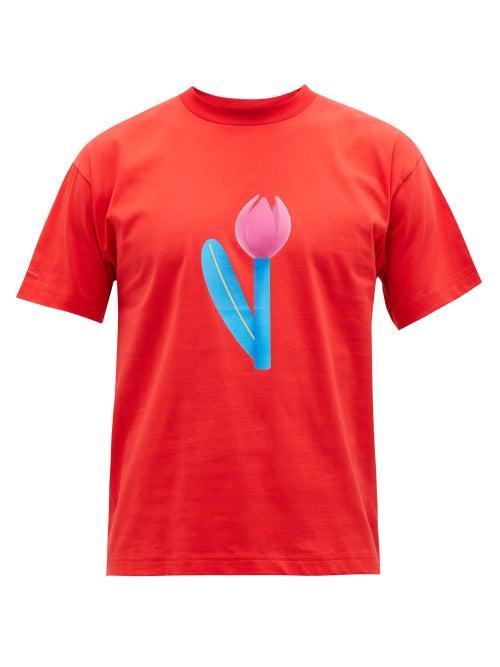 Jacquemus - Tulip-print Cotton-jersey T-shirt - Mens - Red