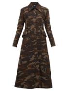 Matchesfashion.com Miu Miu - Single Breasted Camouflage Print Wool Coat - Womens - Green Multi