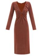 Johanna Ortiz - Hero Keyhole-cutout Metallic Midi Dress - Womens - Burgundy