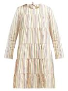 Matchesfashion.com Muzungu Sisters - Lily Striped Cotton Mini Dress - Womens - Multi Stripe