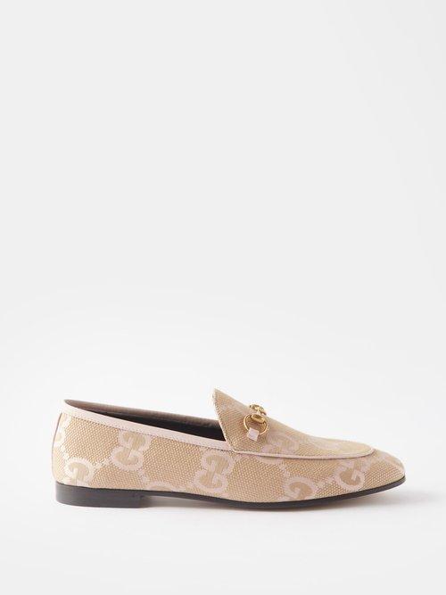 Gucci - Jordan Horsebit Gg-canvas Loafers - Womens - Pink White