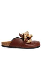 Matchesfashion.com Jw Anderson - Chain-embellished Leather Mules - Womens - Tan Gold