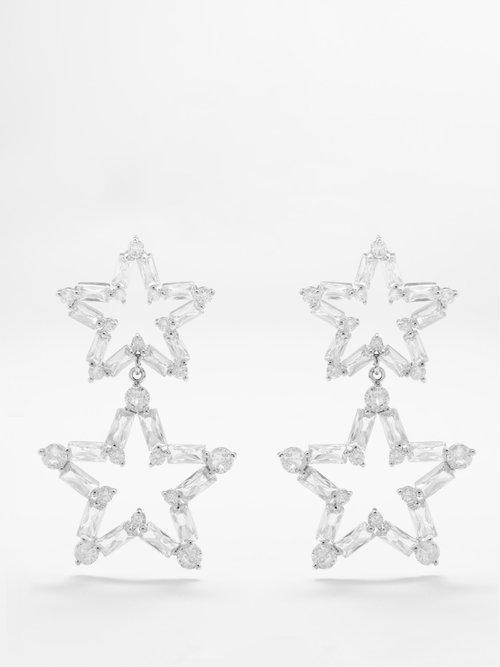 Fallon - Star Crystal Earrings - Womens - Clear