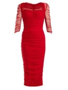 Matchesfashion.com Dolce & Gabbana - Corset Style Double Layer Tulle Midi Dress - Womens - Red