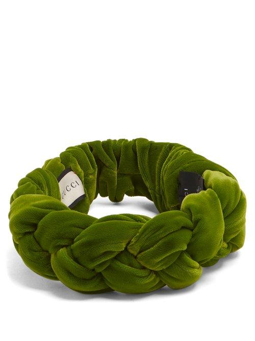 Matchesfashion.com Gucci - Braided Velvet Headband - Womens - Green