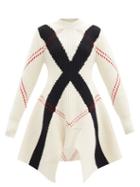Matchesfashion.com Alexander Mcqueen - Argyle-knit Wool-blend Mini Dress - Womens - White Multi