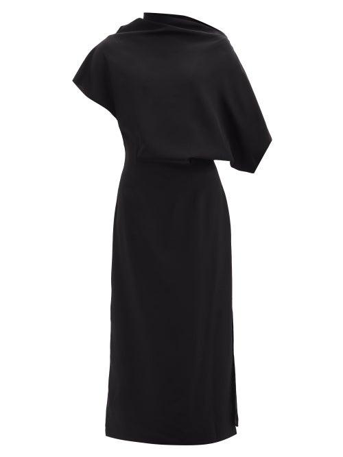 The Row - Elefina Draped Silk-crepe De Chine Dress - Womens - Black