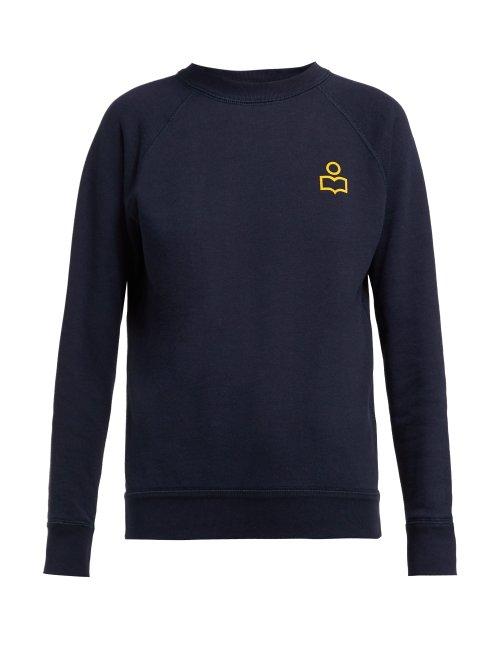 Matchesfashion.com Isabel Marant Toile - Milly Logo Print Cotton Blend Sweatshirt - Womens - Navy