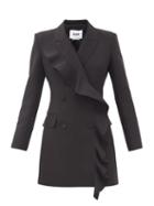 Matchesfashion.com Msgm - Ruffled Double-breasted Blazer Mini Dress - Womens - Black