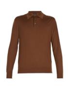 Matchesfashion.com Prada - Long Sleeved Wool Polo Shirt - Mens - Brown