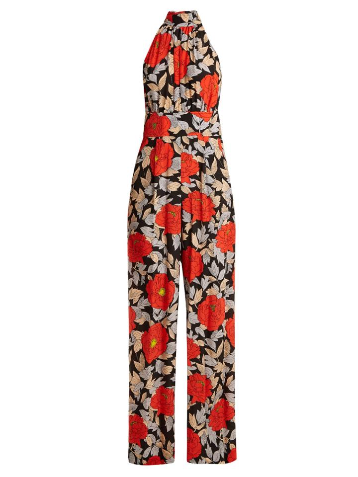Diane Von Furstenberg Boswell Floral-print Silk Jumpsuit