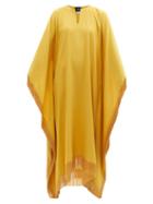 Ladies Rtw Taller Marmo - Los Corales Fringed Crepe Kaftan Dress - Womens - Yellow
