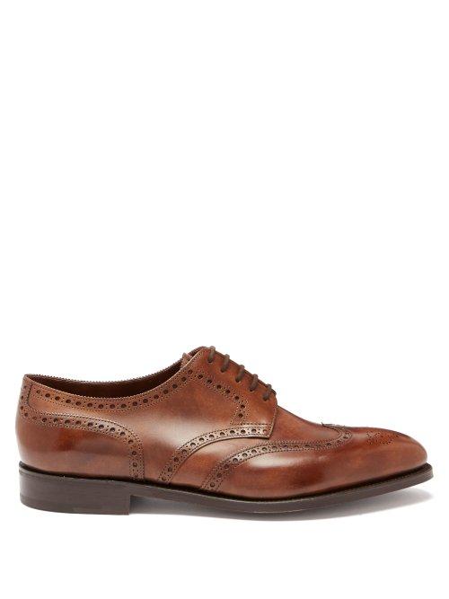 Matchesfashion.com John Lobb - Hayle Leather Brogues - Mens - Dark Brown