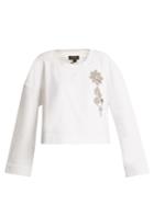 Burberry Crystal-embellished Cropped Cotton Sweatshirt
