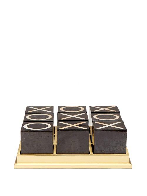Matchesfashion.com L'objet - Deco Shell And Brass Tic Tac Toe Set - Black Gold