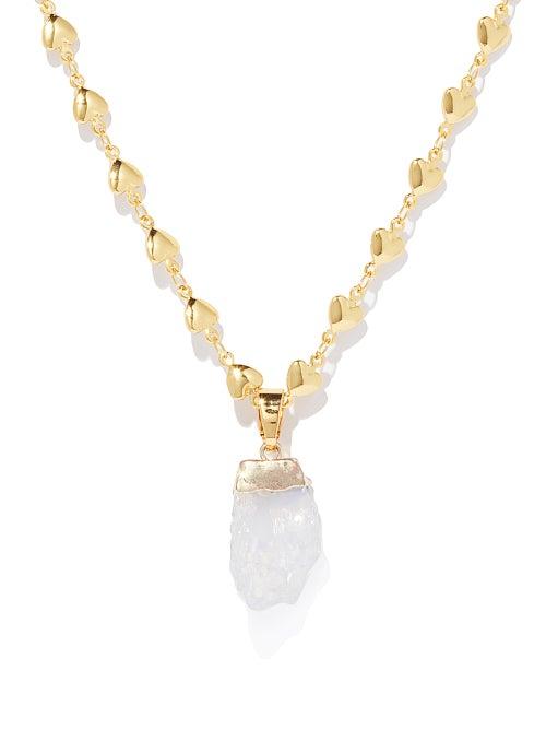 Crystal Haze - Habibi Moonstone & 18kt Gold-plated Necklace - Womens - White