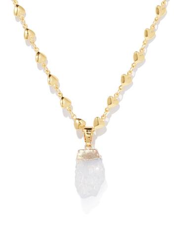 Crystal Haze - Habibi Moonstone & 18kt Gold-plated Necklace - Womens - White