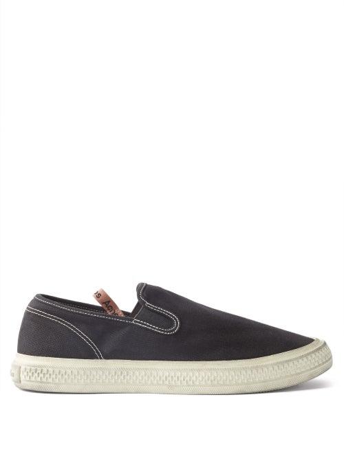 Acne Studios - Ballow Cotton-canvas Slip-on Trainers - Mens - Black White